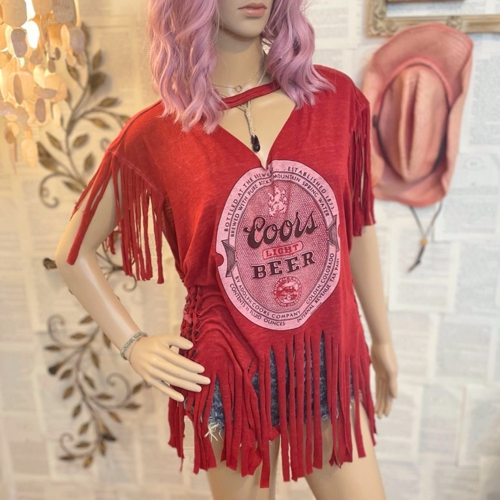 Vintage Graphic Tee | Custom Coors Light Fringe